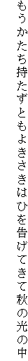 もうかたち持たずともよきさきはひを告げてきて秋の光の中