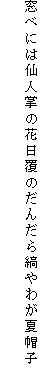 窓べには仙人掌の花日覆のだんだら縞やわが夏帽子